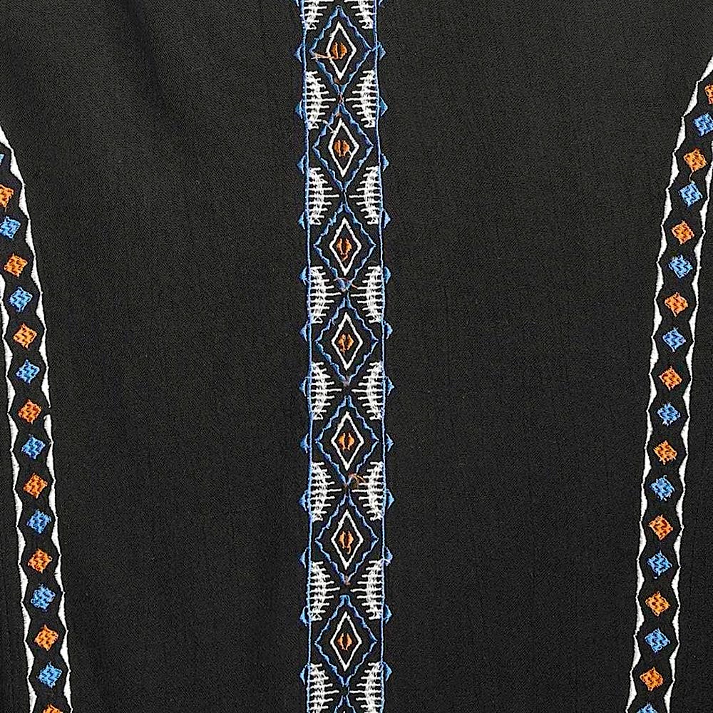 Chloe & Katie Chloe K Black Mosaic Embroidered Gauzy Textured Peplum Tank Top - Picture 13 of 16